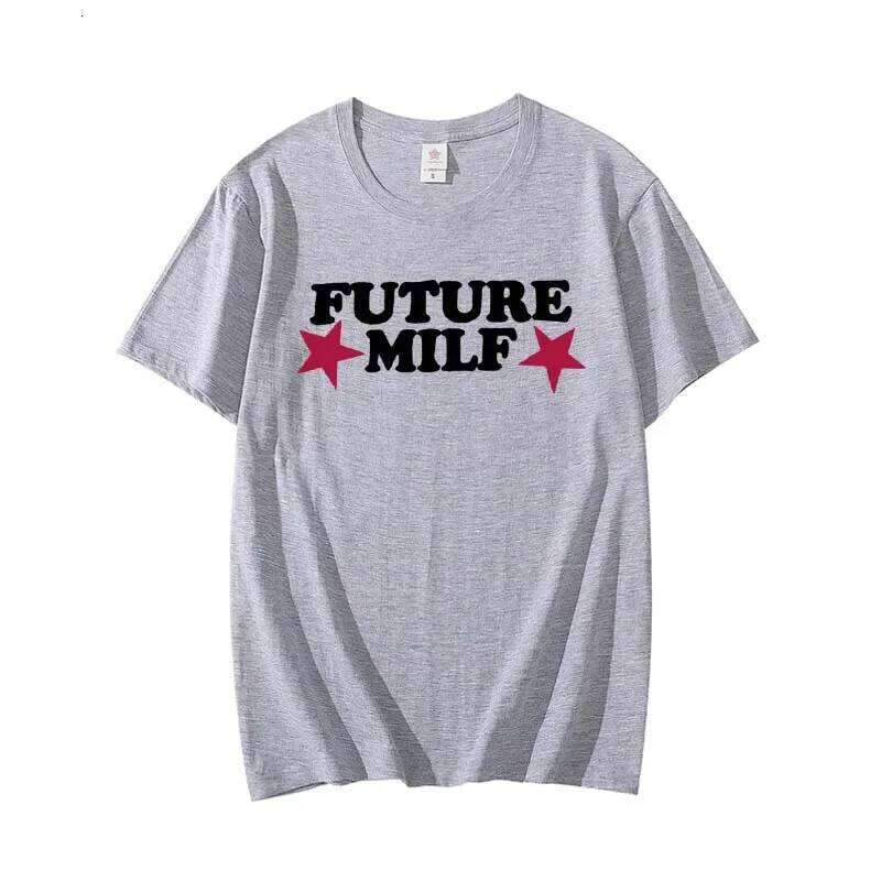 2025 FUTURE MILF Print Casual Loose Round Neck Short Sleeve Top Women Fashion Cotton Tshirt Z260314