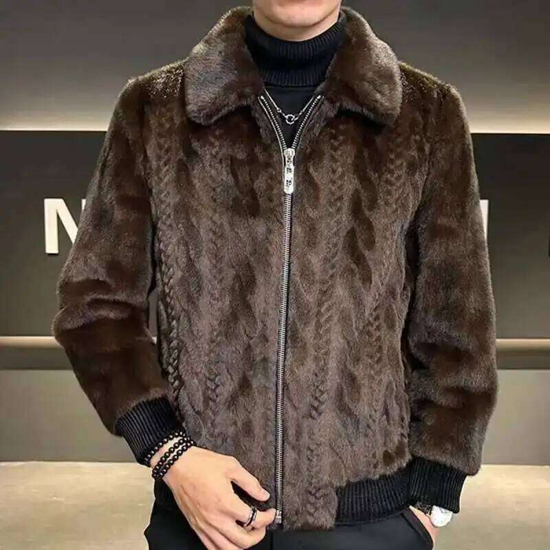 Men's Plush Thick European Style Faux Leather Jacket Men Fur Coat Jaqueta De Couro Masculina Z260313