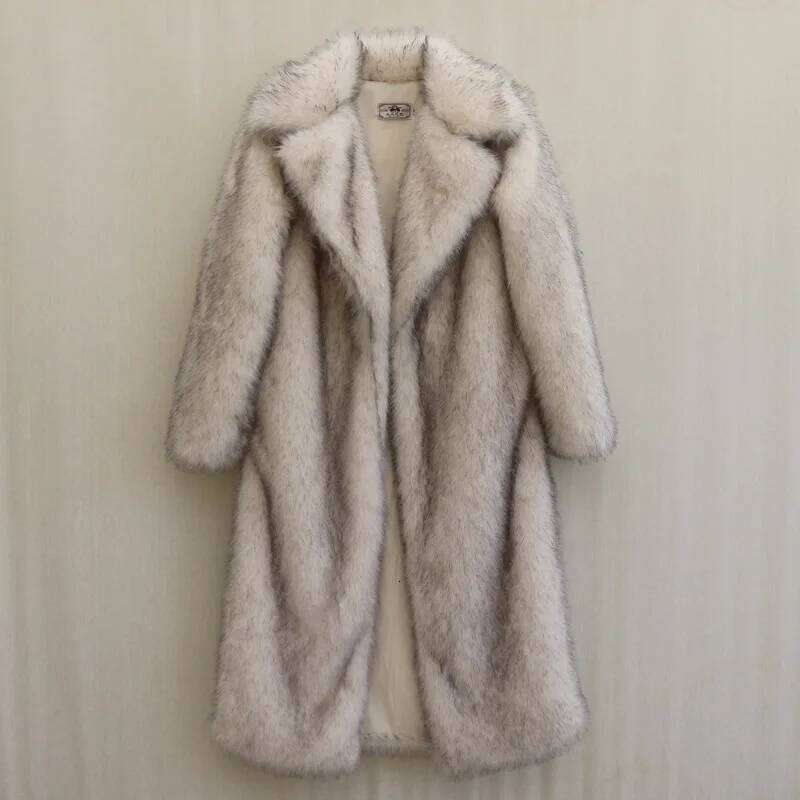 Luxury Faux Women Winter 2024 Gradient Fluffy Fox Fur Jacket Female Long Trench Coat Plush Furry Overcoat Z260313