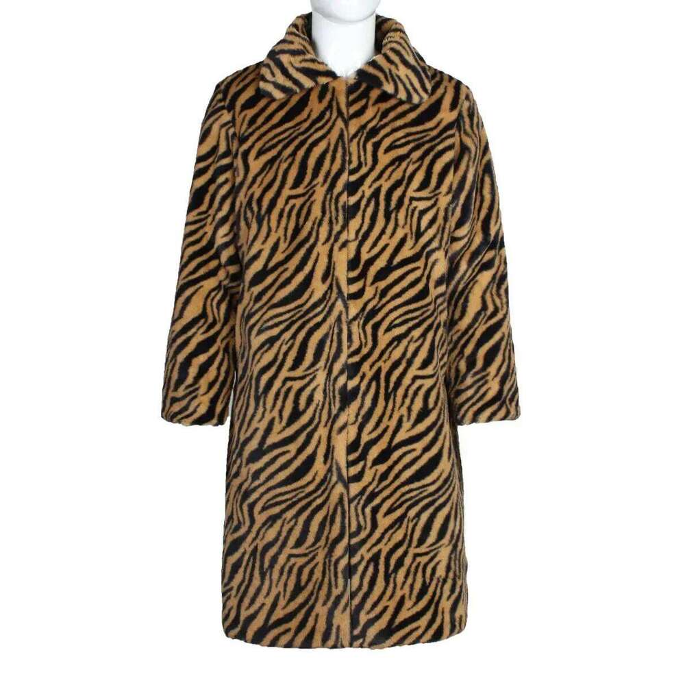 Men Faux Fox Coat Winter Zebra-stripe Thick Fluffy Warm Shaggy Outerwear Luxury Fur Long Jacket Bontjas Jackets Mens Z260313