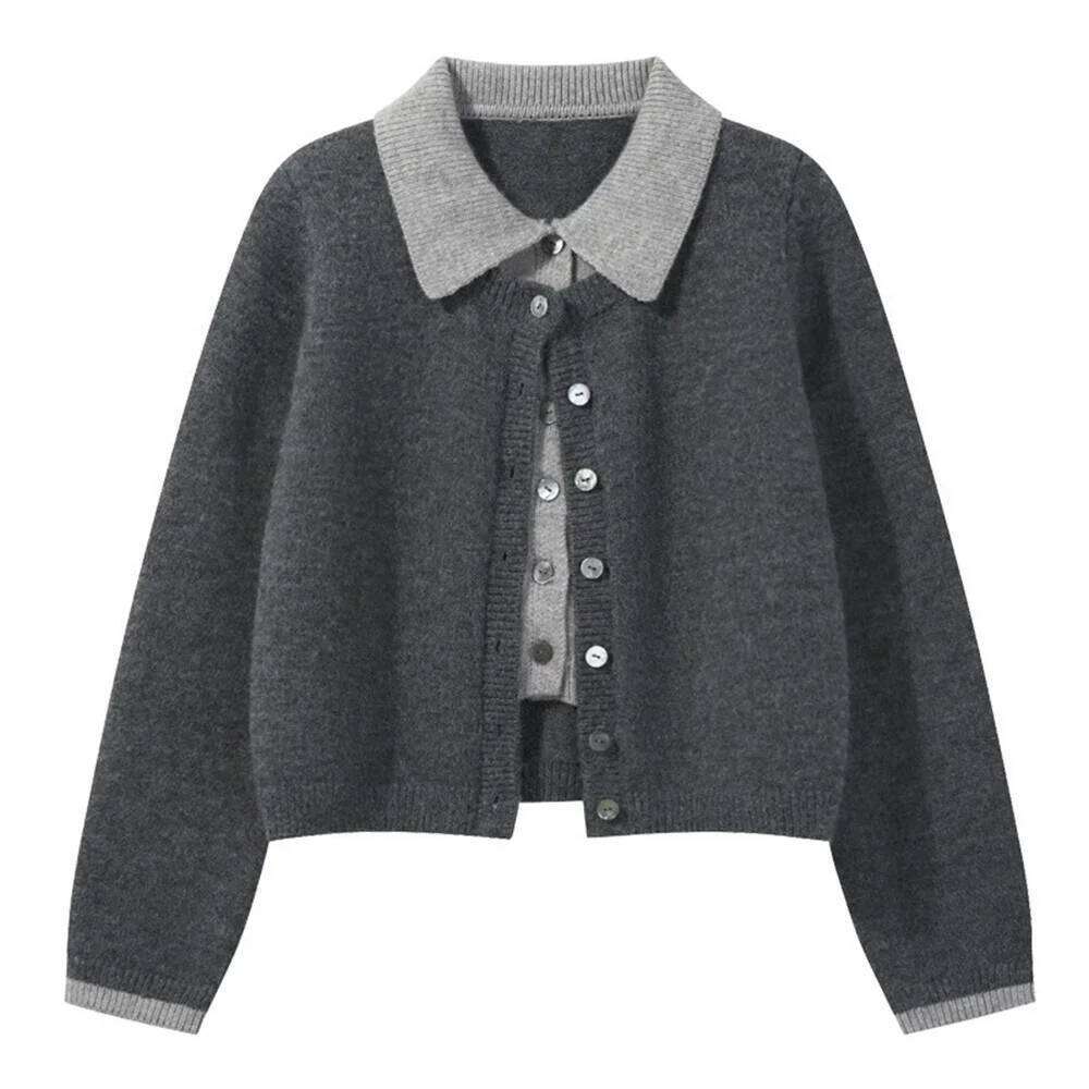 2025 Autumn Winter Korean Fashion Preppy Style Long Sleeve Two Pieces Cardigan Sweater Knitwear Women Clothe Topss Z260313