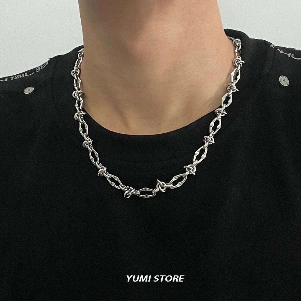 Hip Hop Titanium Steel Geometric Necklace For Man Woman No Fade Punk Irregular Sweater Chain Choker Jewelry Wholesale H260312