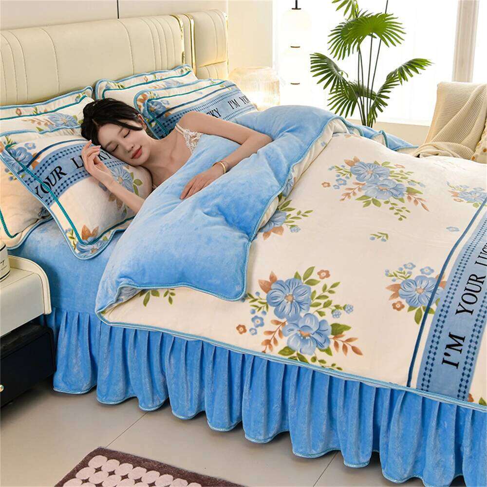 Class A Milk Fleece Bedding Thickened Winter Warm Anti-static Soft Duvet Cover Bed Sheet Home King Queen Four-Piece Set H260311 H260312 - view 5