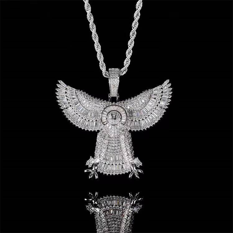 Wholesale Fashion Hip Hop Jewelry Horus Pendant Iced Out 3A MoissaniteVVS Solid Eagle Pendant Iced Out Chain With Pendant