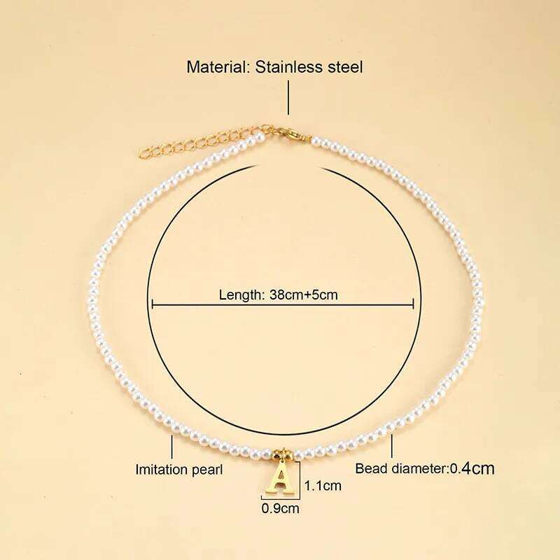 Golden Letters Initial Pendant Necklace Diy Name Simulated Pearls Bead Necklaces for Women Pearl Woman's Choker Jewelry Gift H260312