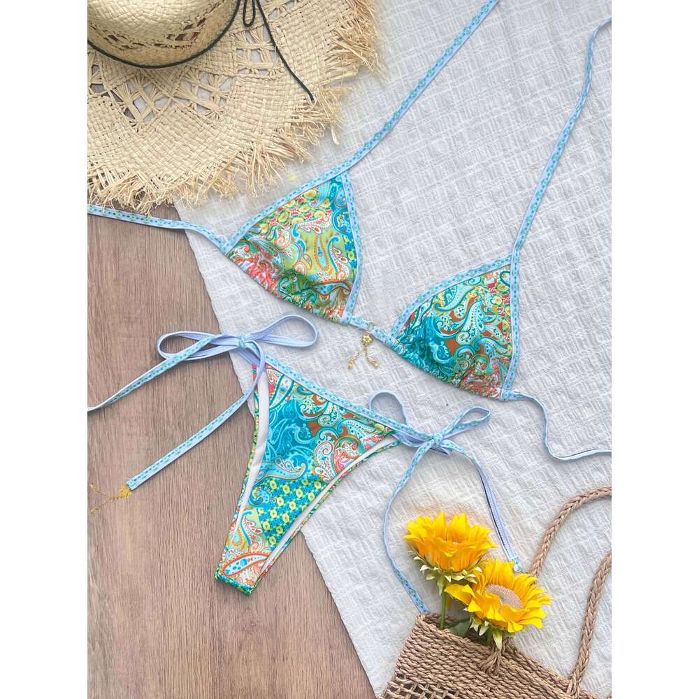2026 Trend Trangle Stripped Micro Bikini Set Women Swimsuit Sexy Fashion Lady Biquini Swimwear Vacation Beachwear Female Clothes 26H0313