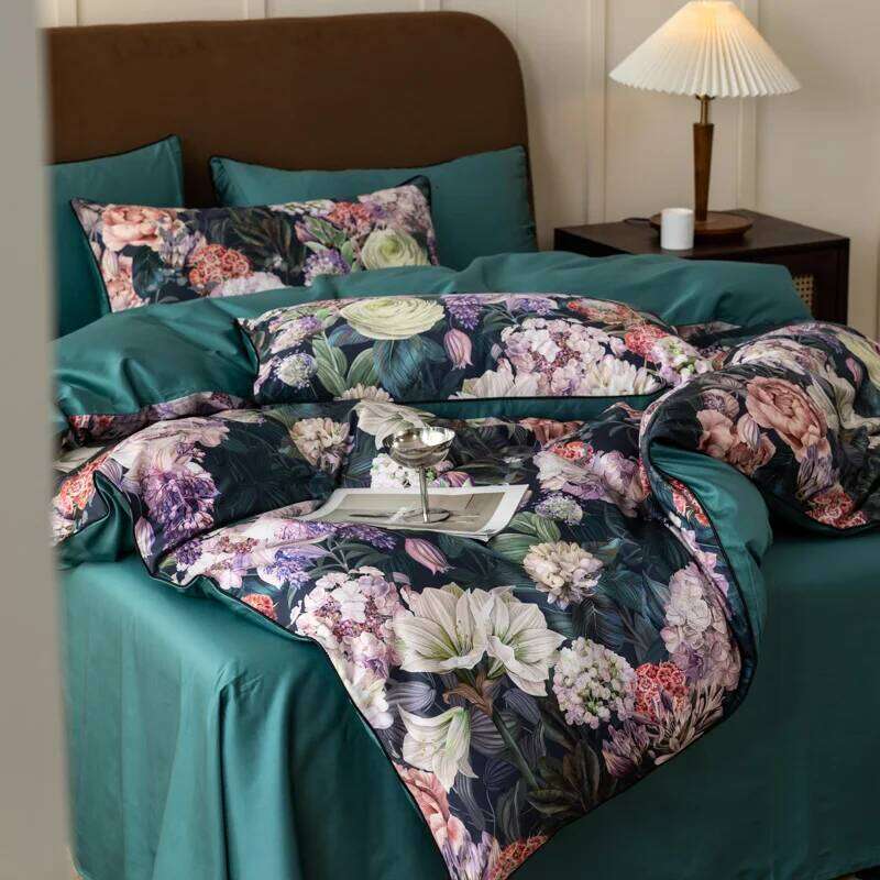 1000TC Egyptian Cotton Flowers Plant Prints Bedding Single Double Queen King Size Duvet cover Set Bed Sheet Pillowcases 4Pcs H260312 - view 5