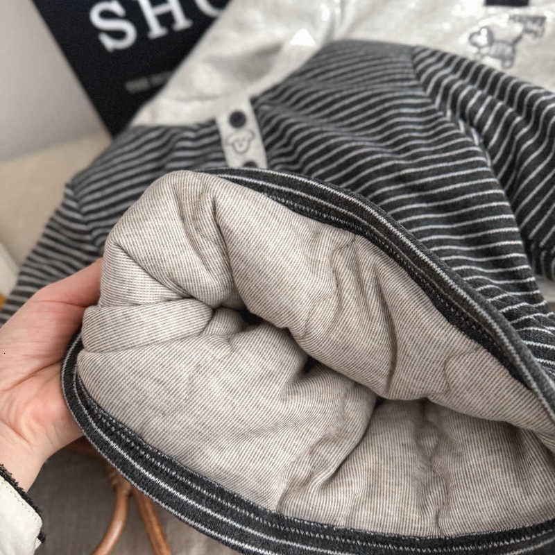 Pullover Children's silk cotton three-layer thickened thermal clothing boys' and girls' padded T-shirt toddler base layer shirt self-he