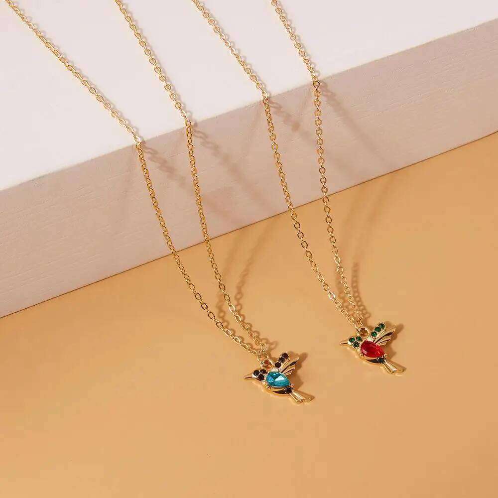 New Crystal Animal Hummingbird Necklaces For Women Fashion Jewelry Gold Color Chain Birds Pendant Choker Collares Joyeria Mujer H260312