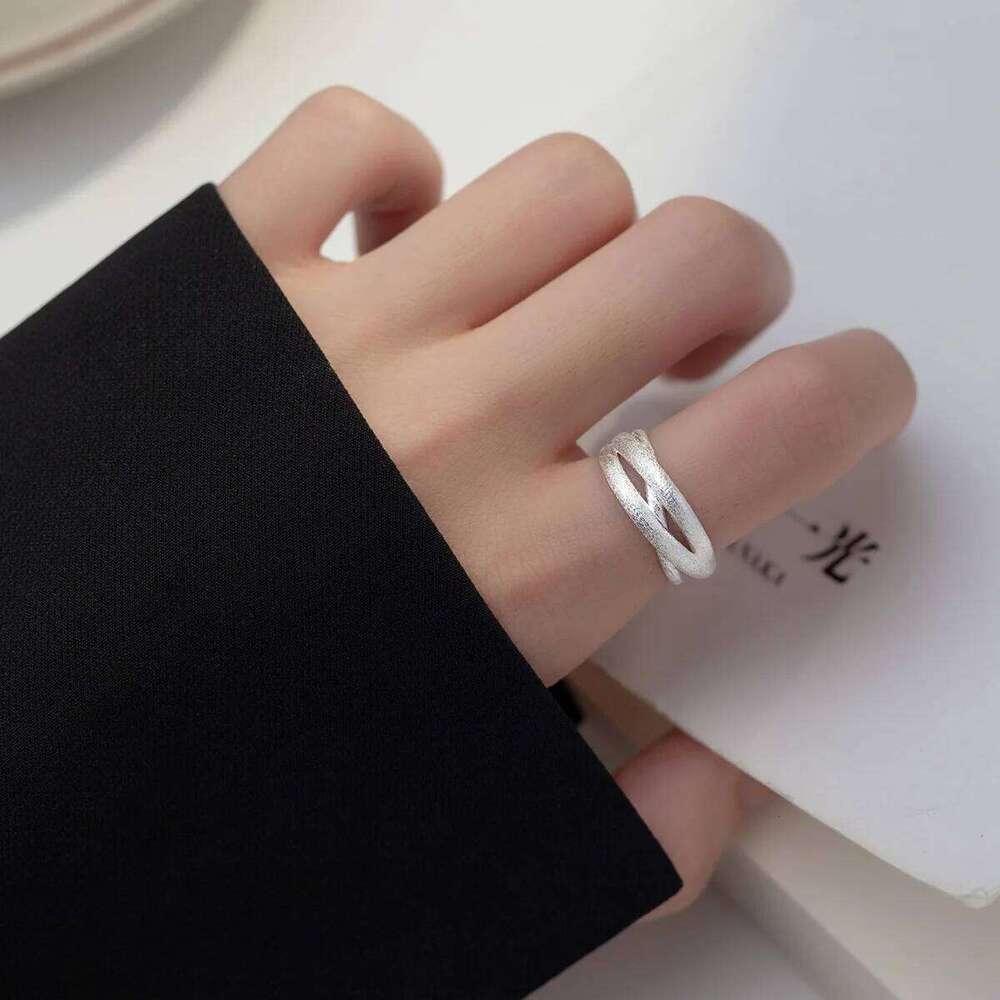 925 Sterling Silver Frosting Overlapping Rings For Women Wedding Jewelry Wholesale H260312