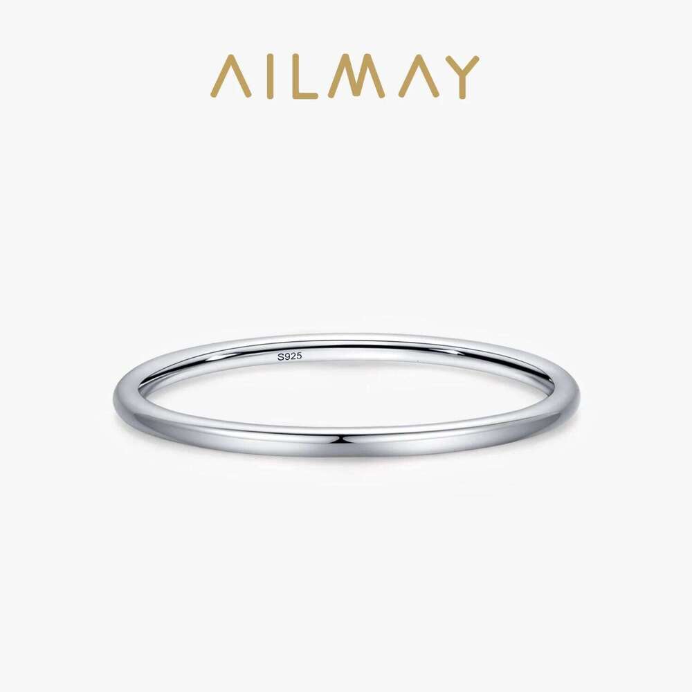 Ailmay Solid 925 Sterling Silver Minimalism Simple Smooth Stackable Finger Ring For Women Girls Party Accessories Jewelry Gifts H260312