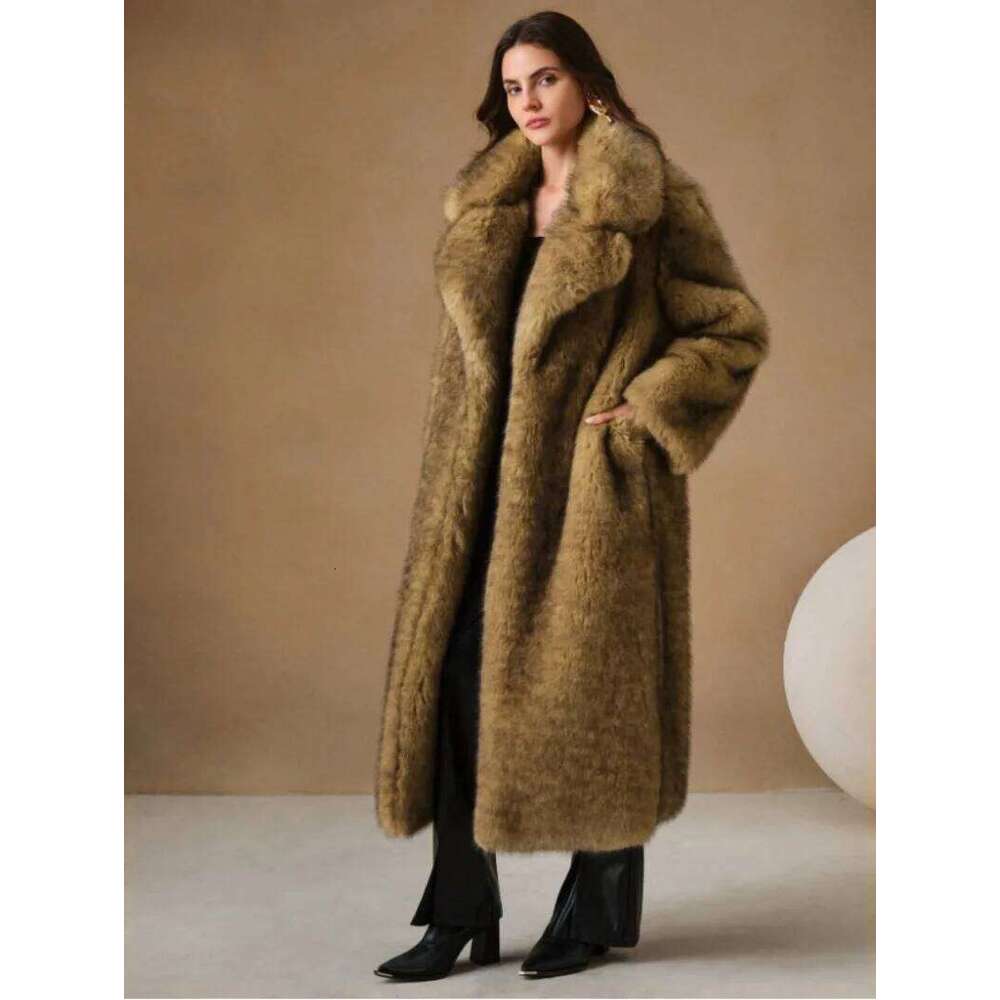 New Autumn and Winter Fashionable Long Coat Imitating Fox Fur Fluffy Parka Jacket Z260313