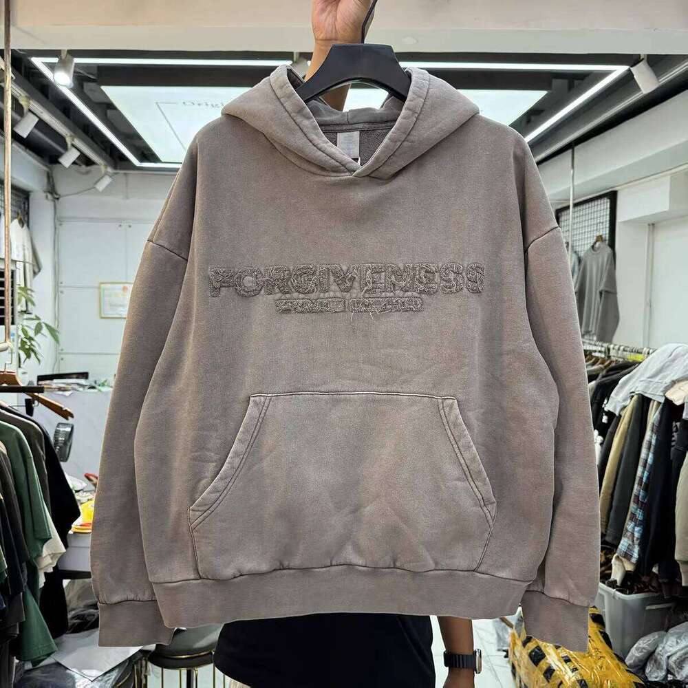 Washed Embroidered Patched Alphabet Hoodie Men Women Best Quality Hooded Pullover Z260314