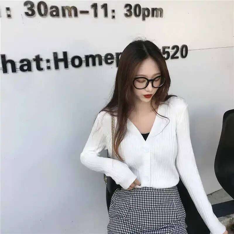 Knitted Cardigans New Long Sleeve O-Neck White Knit Sweater Cardigan Women Tops Knitwears Sueters De Mujer Q1205 Z260314