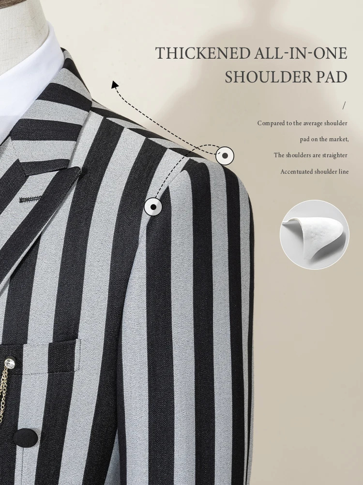 ST Cassy High Quality party outfit Mens Suits Fashion striped evening gown Double Breasted Slim Fit 2 piece set JacketPants 260312