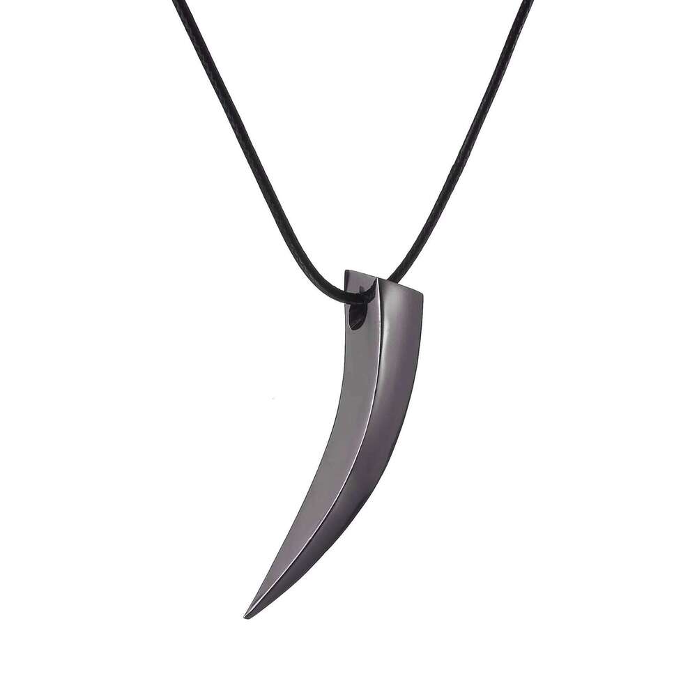 Punk Hip Hop Stainless Steel Crescent Spike Pendant Men Women Fashion Wolf Tooth Chain Necklace Jewelry H260312
