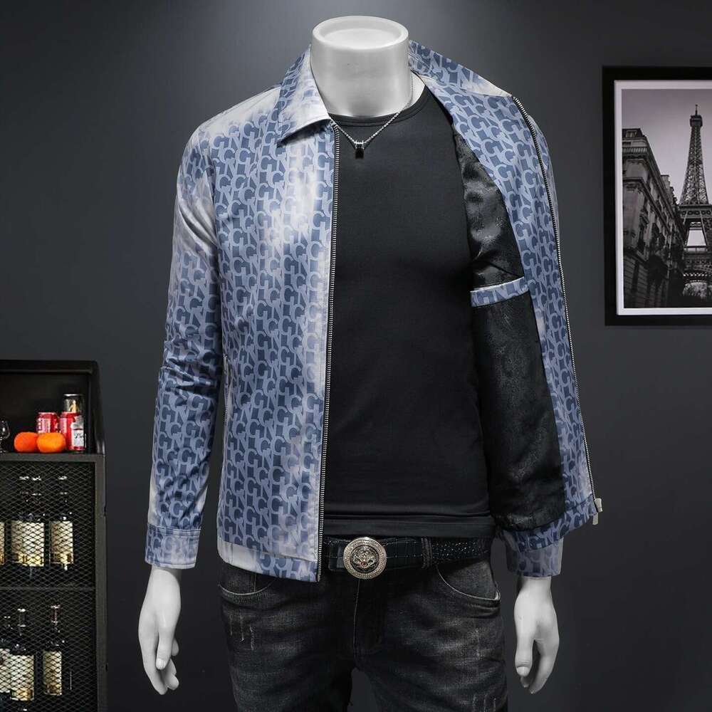 Men's European-Style Cross-Border Printed Slim-Fit Tops, Fashionable, Trendy, Casual, Versatile Jackets For Men
