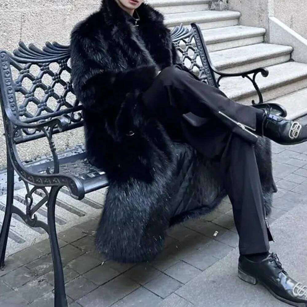 Mens Faux Fur Furry Warm Autumn Winter Streetwear Fashion Trend Youth Soft Casual Comfort Mid-Length Coat Men'S Clothing Z260313