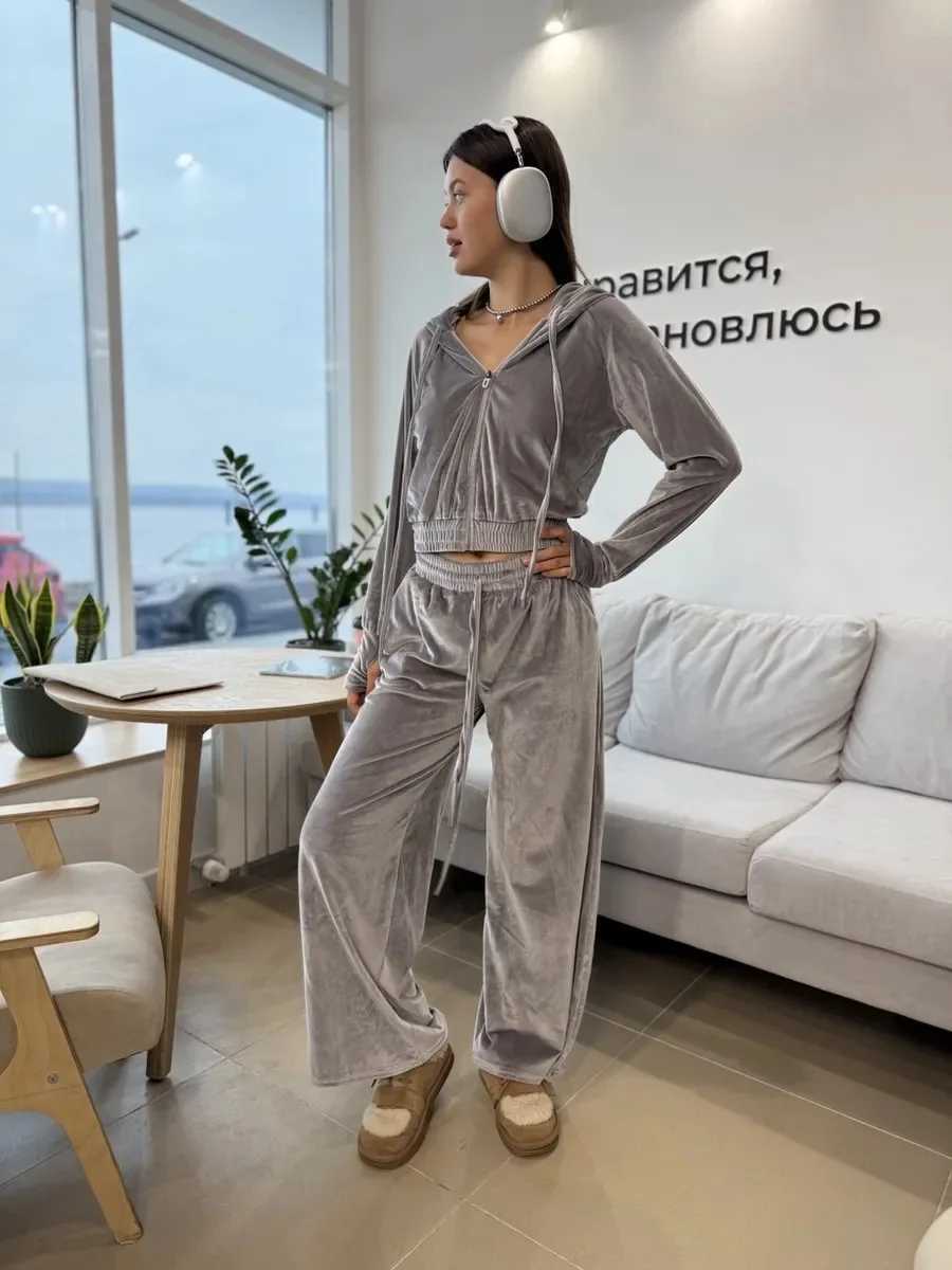 Sexy Spice set long-sleeved hooded cardigan lace-up trousers 2-piece fashion casual sports set womens clothes long pants set M260313