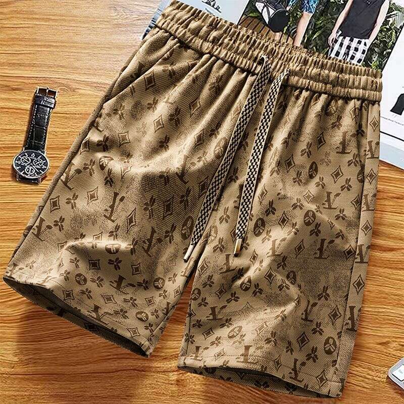 American-Style Ice Silk Casual For Men, Summer Thin Loose-Fitting Large-Size Knee-Length Beach Shorts Asia Size