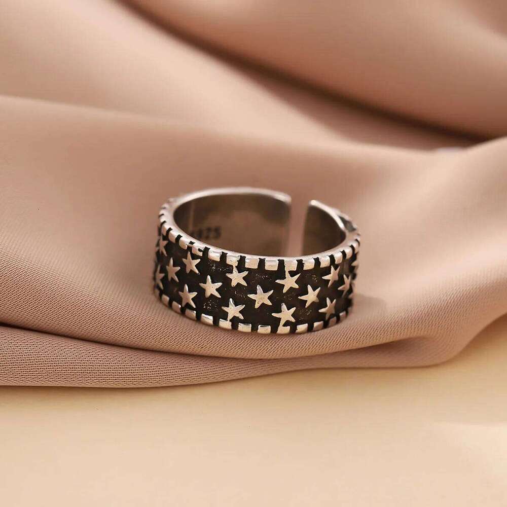Fashion Personality Retro Stars 925 Sterling Silver Jewelry Five-pointed Exquisite Women Gift Opening Rings R123 H260312