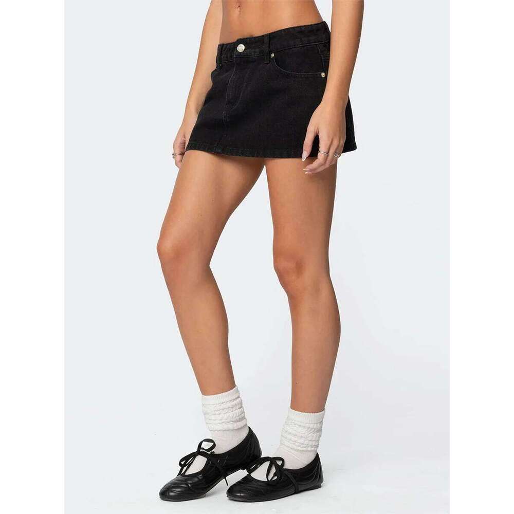 Women's Summer Mini Denim Skirts Low Rise Solid Color Skirt for Daily, Travel, Parties Z260314