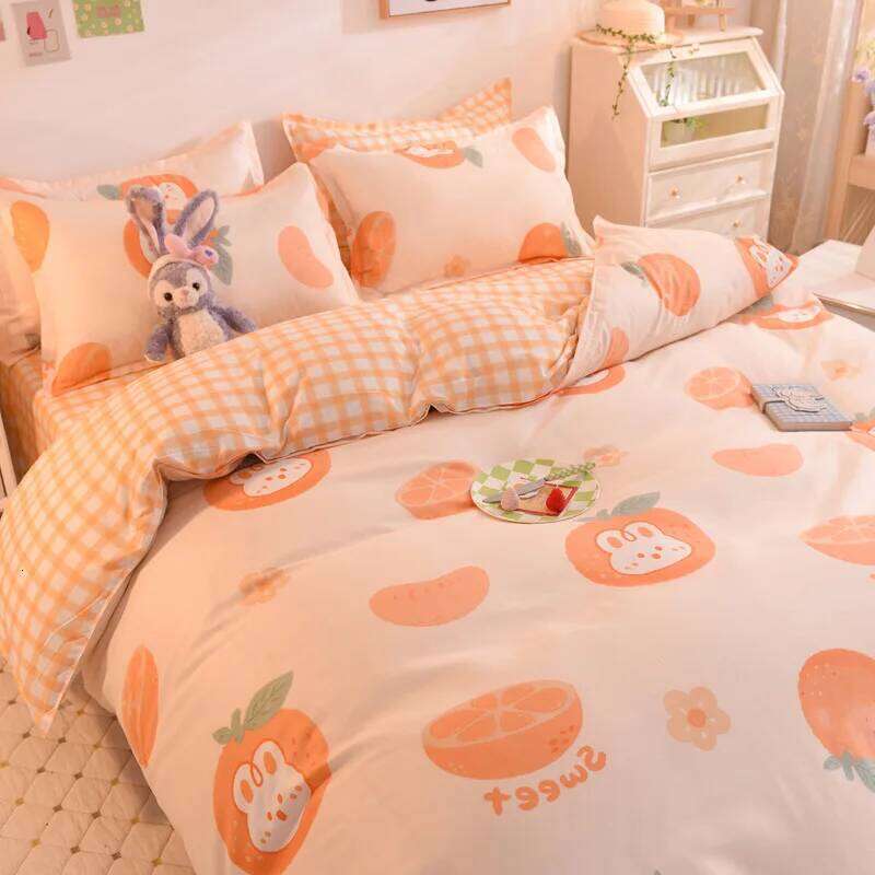 household Minimalist style bedding quilt set, single bed sheet brushed, washed cotton four piece set H260312 - view 3