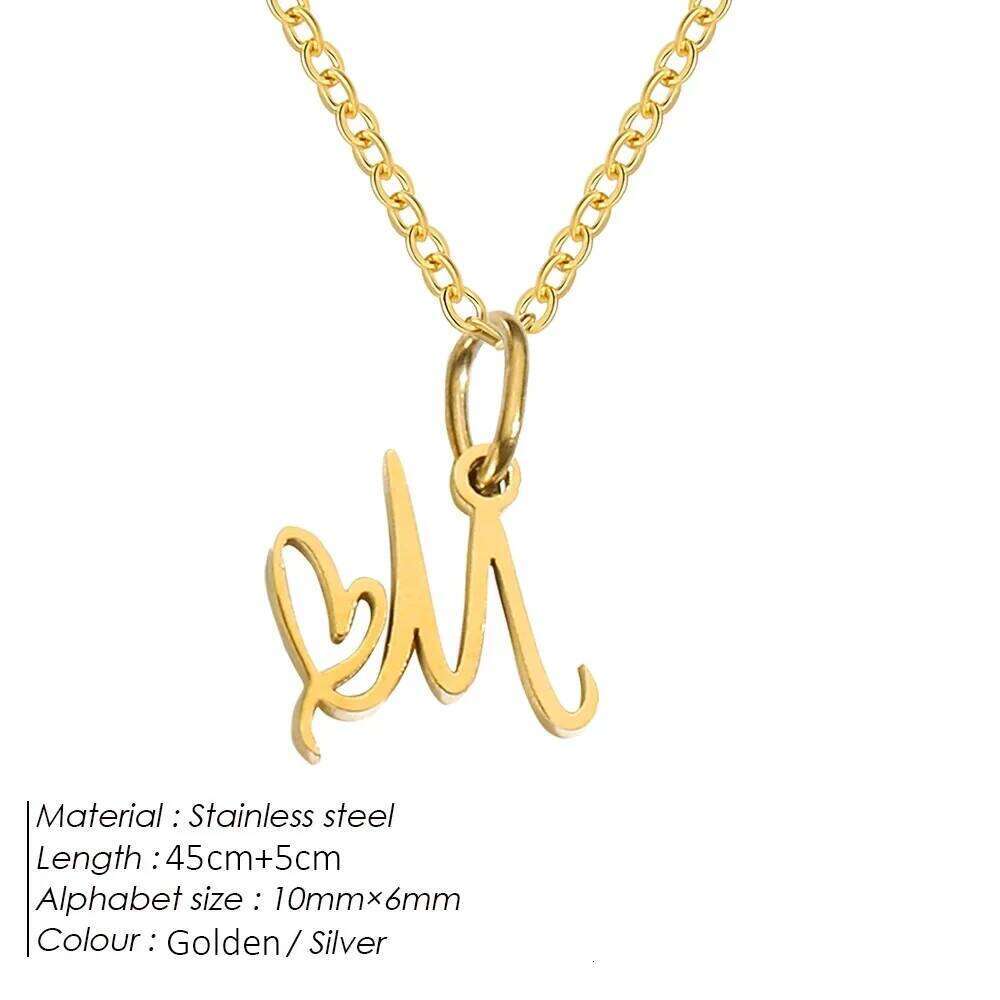 women Initial Art Letter A-Z Charm Pendant Necklace Women's Minimalism Gift Stainless Steel Jewelry Wholesale H260312