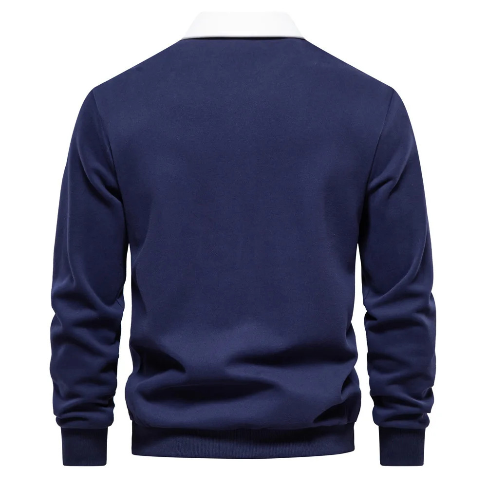 Mens Autumn LongSleeved POLO Collar European Size Sweater Trendy HighQuality Casual Versatile and LooseFit Top 260312