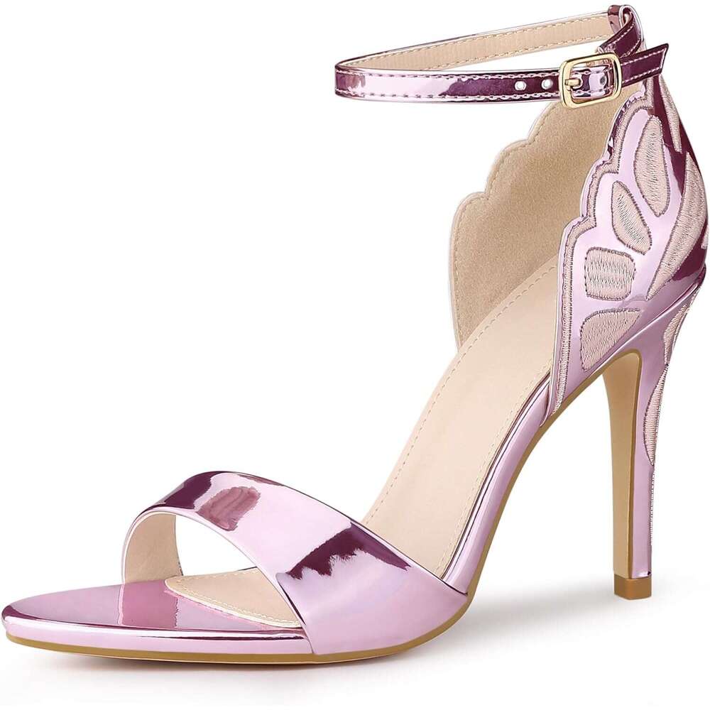 Women S Butterfly Heels Metallic Stiletto Heel Sandals MOJIDASHU