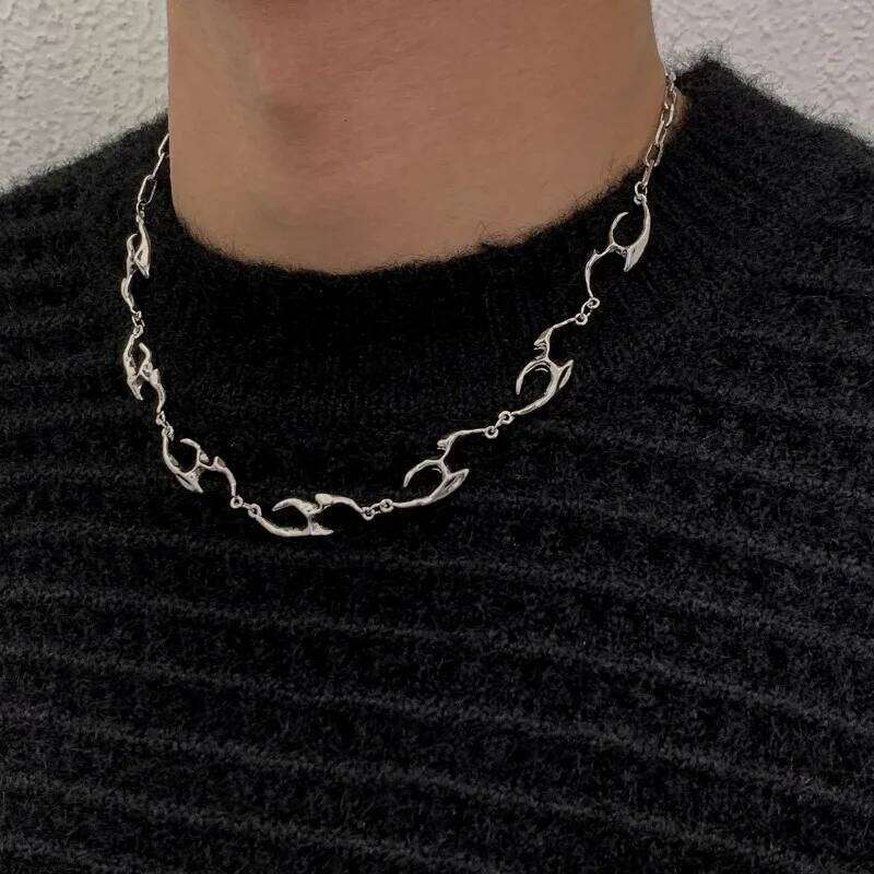 New Punk Irregular Titanium Steel for Man Hip Hop Necklace Collar Unisex Jewelry Street Choker Chain Accessories H260312