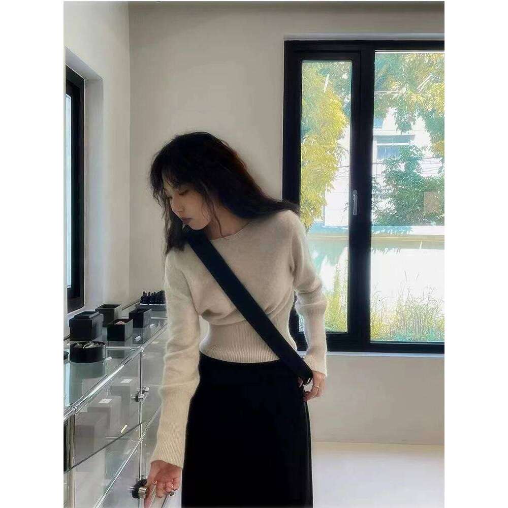 100% pure cashmere knitted bottoming shirt women's new autumn and winter high waist short sweater Z260313