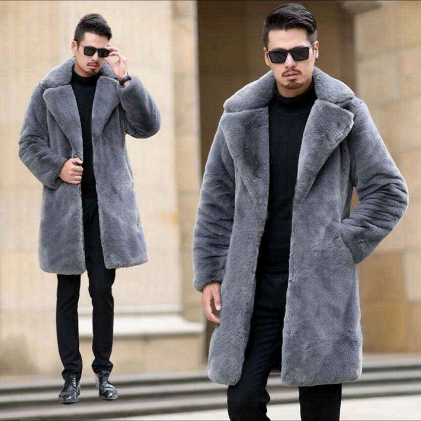 Hot new winter fashion imitation men's long mink fur thermal coat large size jacket Z260313