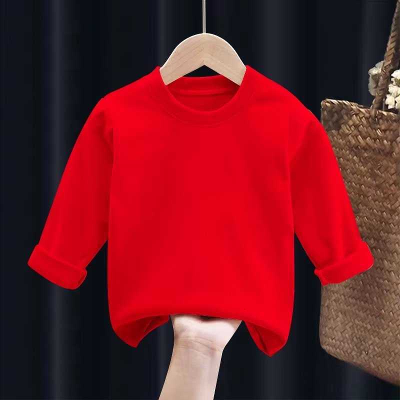 Women's T-Shirt Spring and Autumn Children's Solid Color Long Sleeve Half Turtleneck Top Simple Baby Base T-Shirt Boys' and Girls'