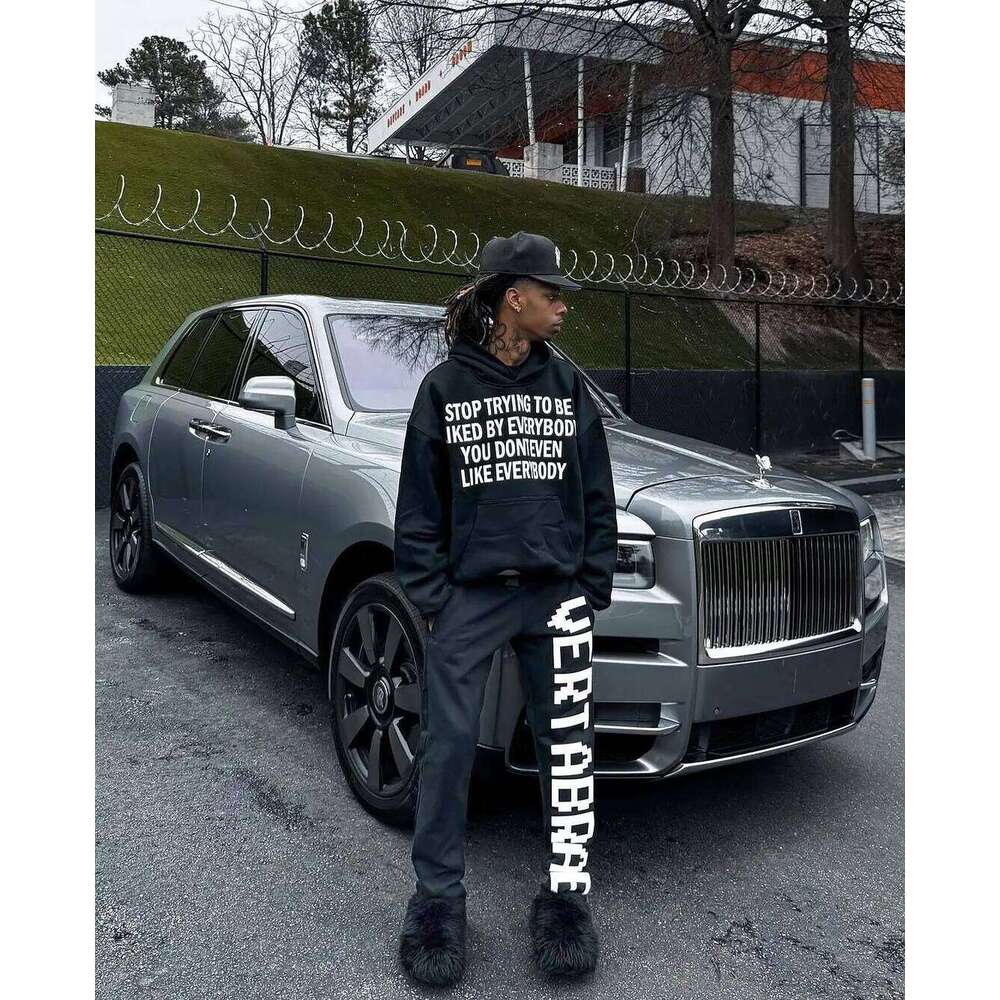 Men Clothing Sweatshirts for Man Hoodies Big Size Y2k Pink Letter Oversized High Street Casual Hooded Unisex Pullover Loose Z260315