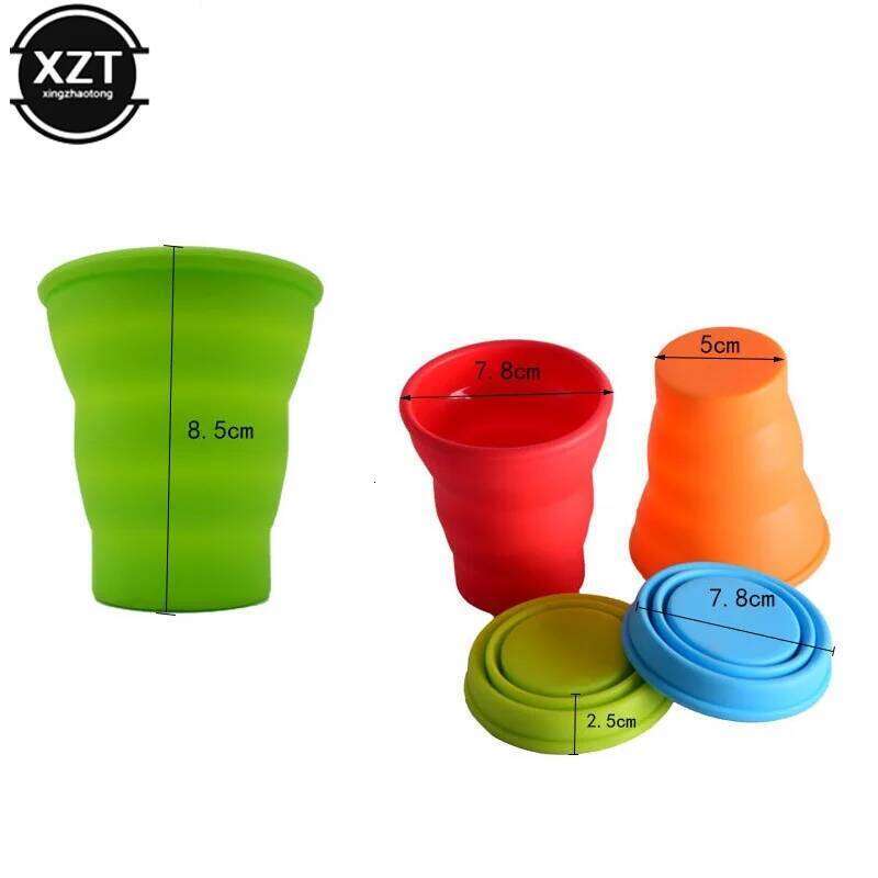 Hot Sale Portable Silicone Retractable Folding With Lid Outdoor Telescopic Collapsible Drinking Travel Camping Water Cup Z260314