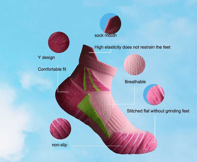 Socks Woman Running Short Socks Advanced Sports Socks Looped Back Color Socks Compression Calcetines Ciclismo Hombre Cycling D260313