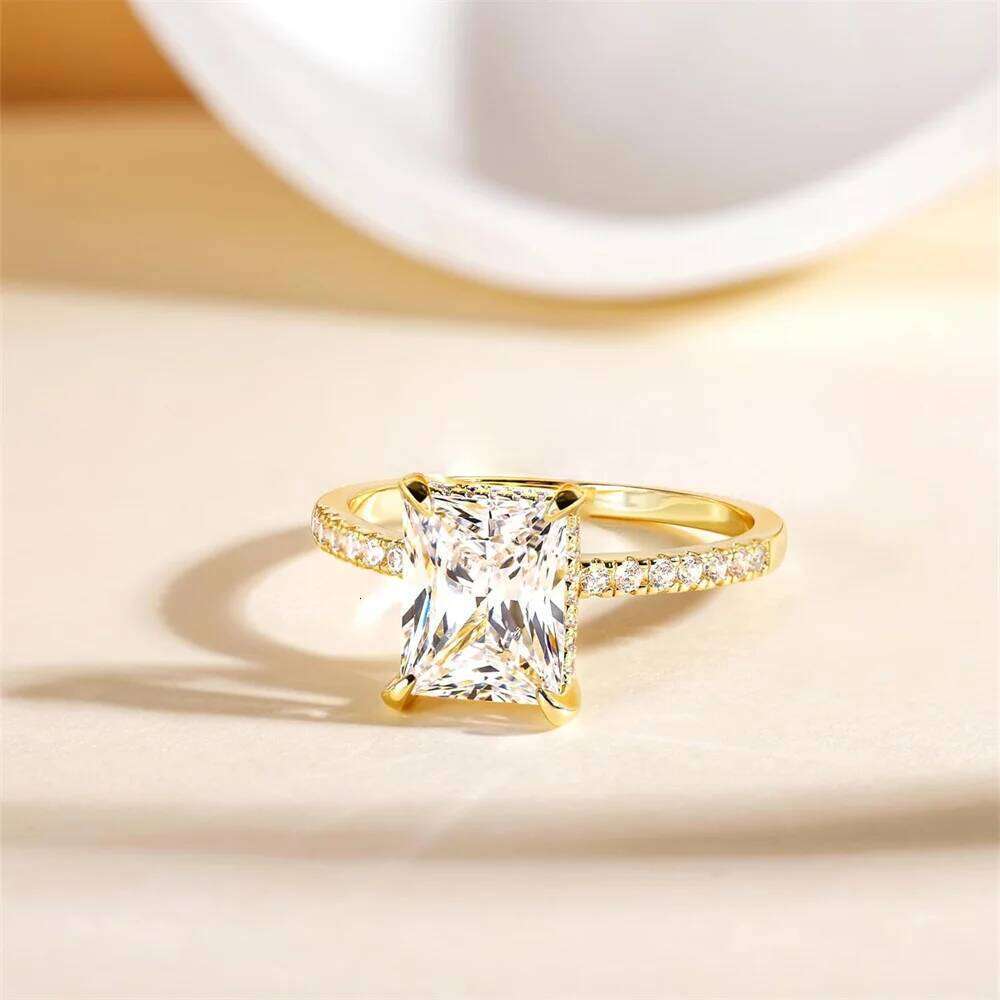 Classic Rectangle Stone Rings For Women Silver Color Geometric Square White Zircon Wedding Bands Engagement Bridal Jewelry H260312