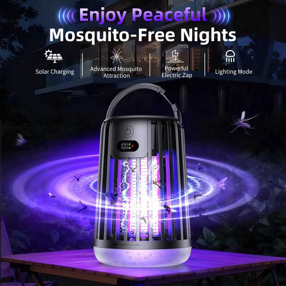 Solar Garden Light Fly Zapper Outdoor Solar Powered with Rechargeable Insect Fly Trap Garden mosquito killer lamp Street Light H260313