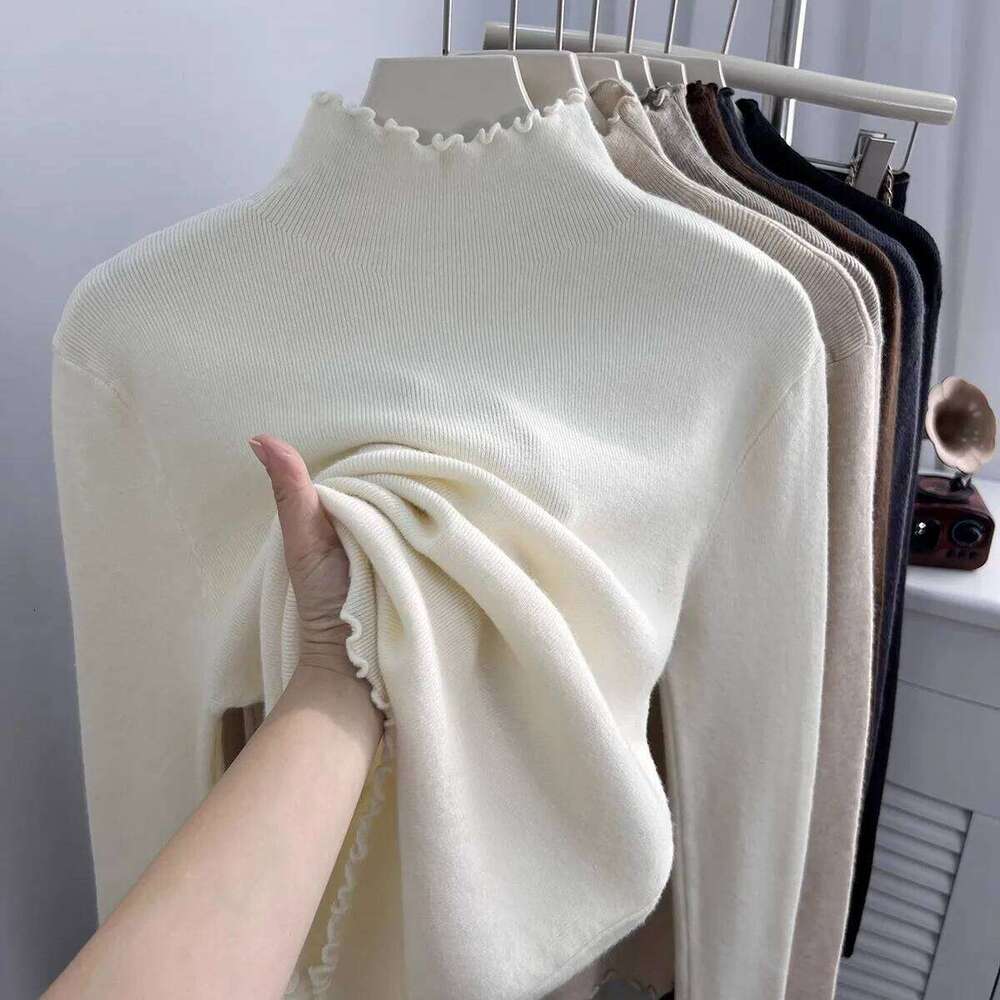 2025 Korean-style Solid Color Casual Soft Pullover Autumn Winter New Turtleneck Sweaters Women Slim Warm Ruched Knitted Jumpers Z260313