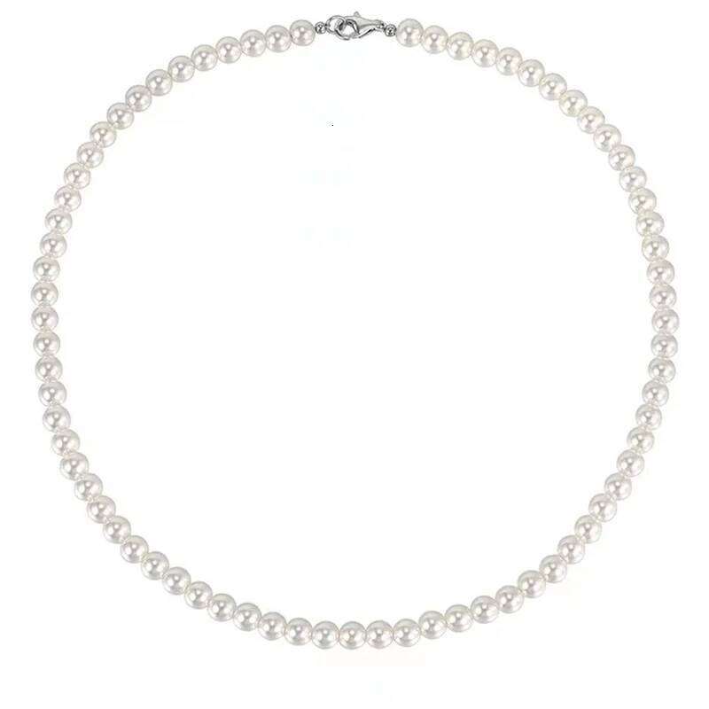 6mm Men Imitation Pearl Chain Necklace Simple Acrylic Beads Choker For Women Hip Hop Jewelry Party Accessories H260312