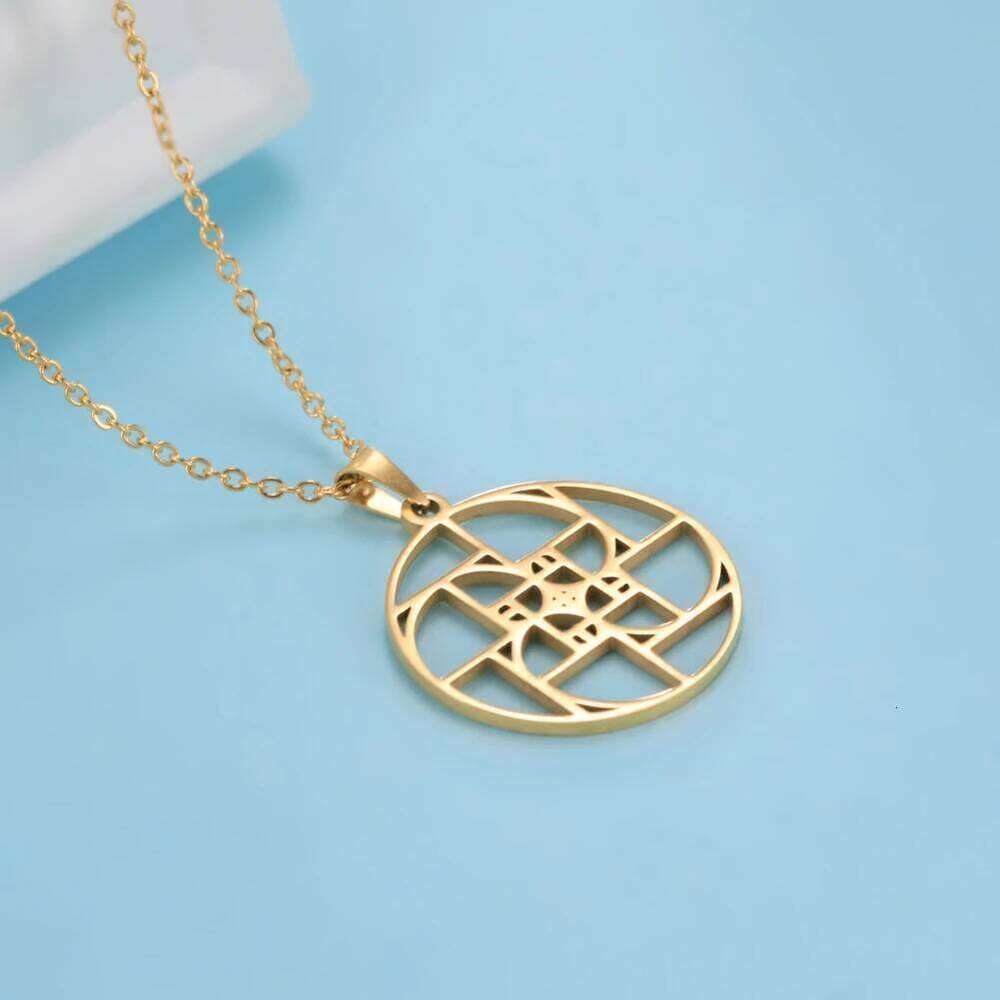 Skyrim Fibonacci Spiral Circle Triangle Golden Ratio Geometry Pendant Stainless Steel Women Choker Necklace Jewelry H260312