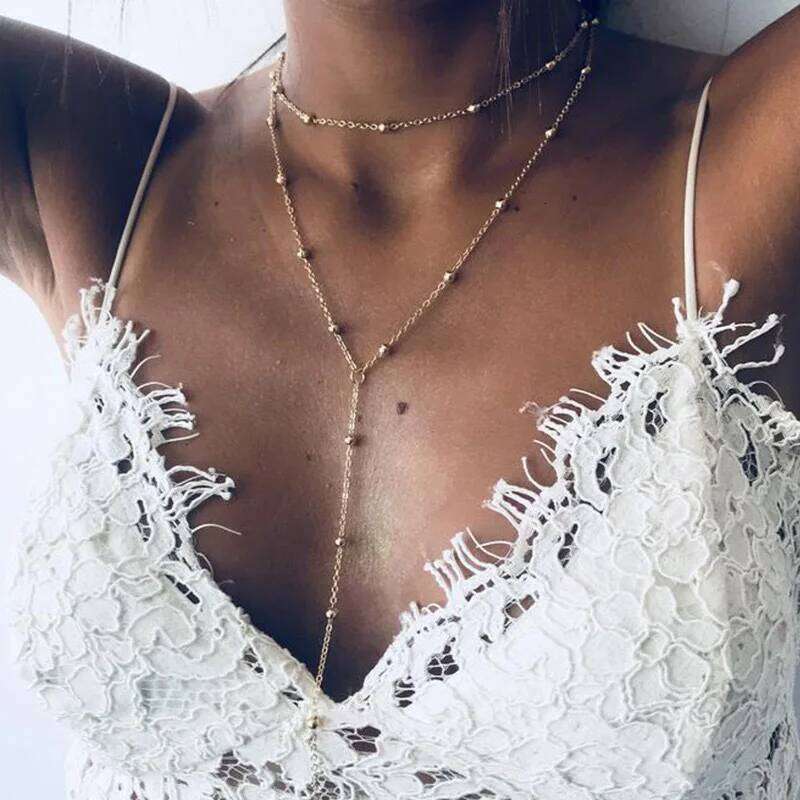 Fashion Gold Color Y-Shaped Pendant Necklaces For Women Girls Cubic Zirconia Long Tassel Dangle Choker Jewelry Gift H260312
