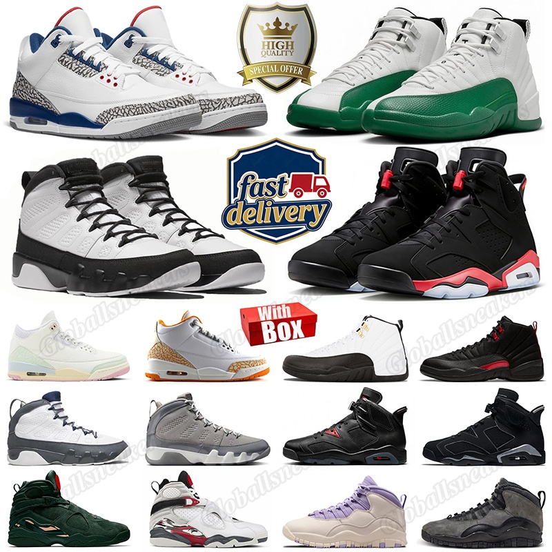 6s 3s 12s 9s With Box Basketball Shoes Men Women Black Cat True Blue Reverse Infrared Flint Grey Space Jam Bucks Taxi Bugs Bunny 8s Hydrangeas 10s Outdoor Sport Sneakers
