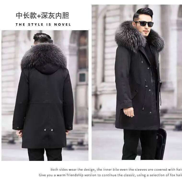 New imitation grass oversized plush men's coat, medium length autumn and winter warmth, overcoming fox fur pie Z260313