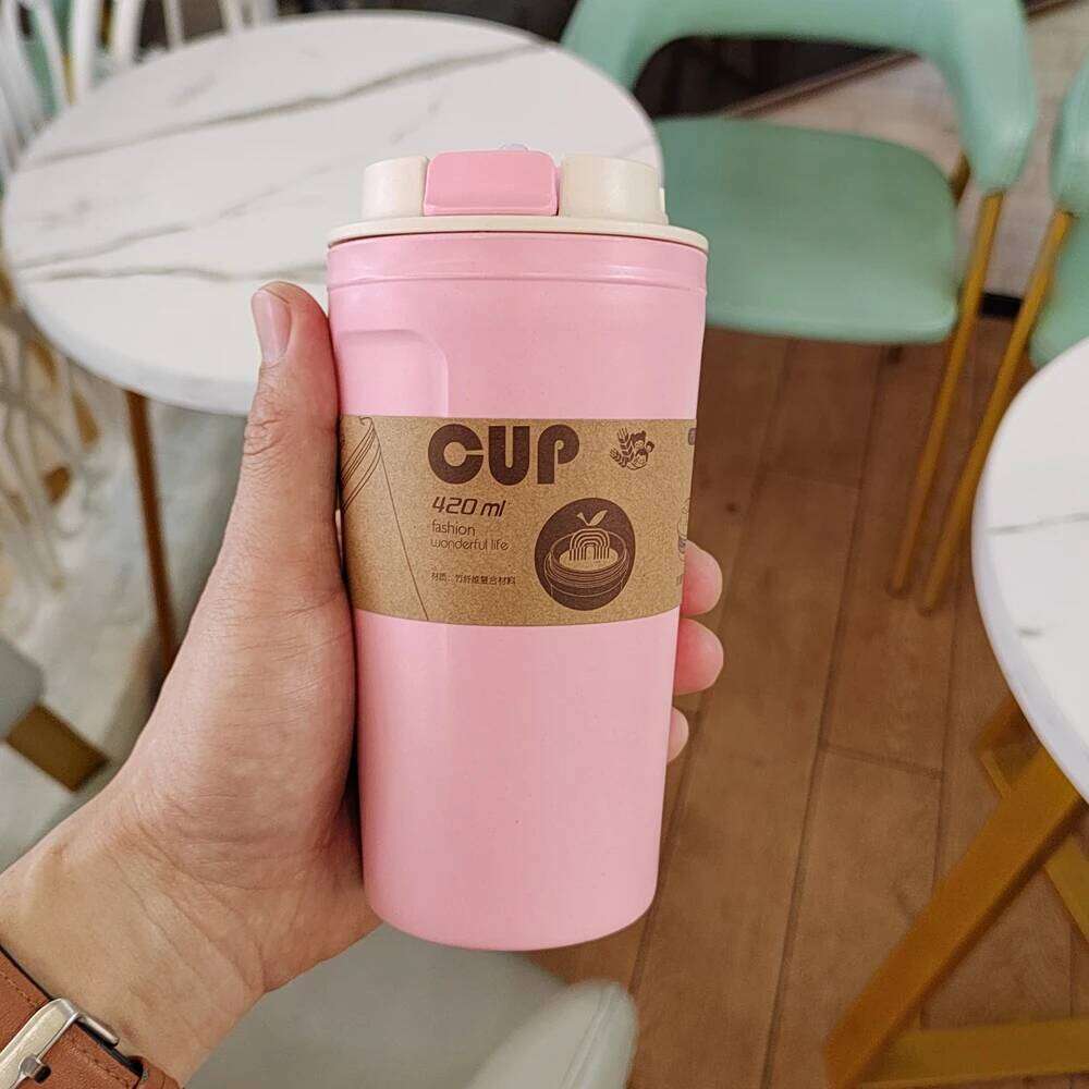 Travel Mug Eco-friendly Bamboo Fiber Coffee Cup Silicone Ring Lid Christmas Gift Mugs 420ml Z260314