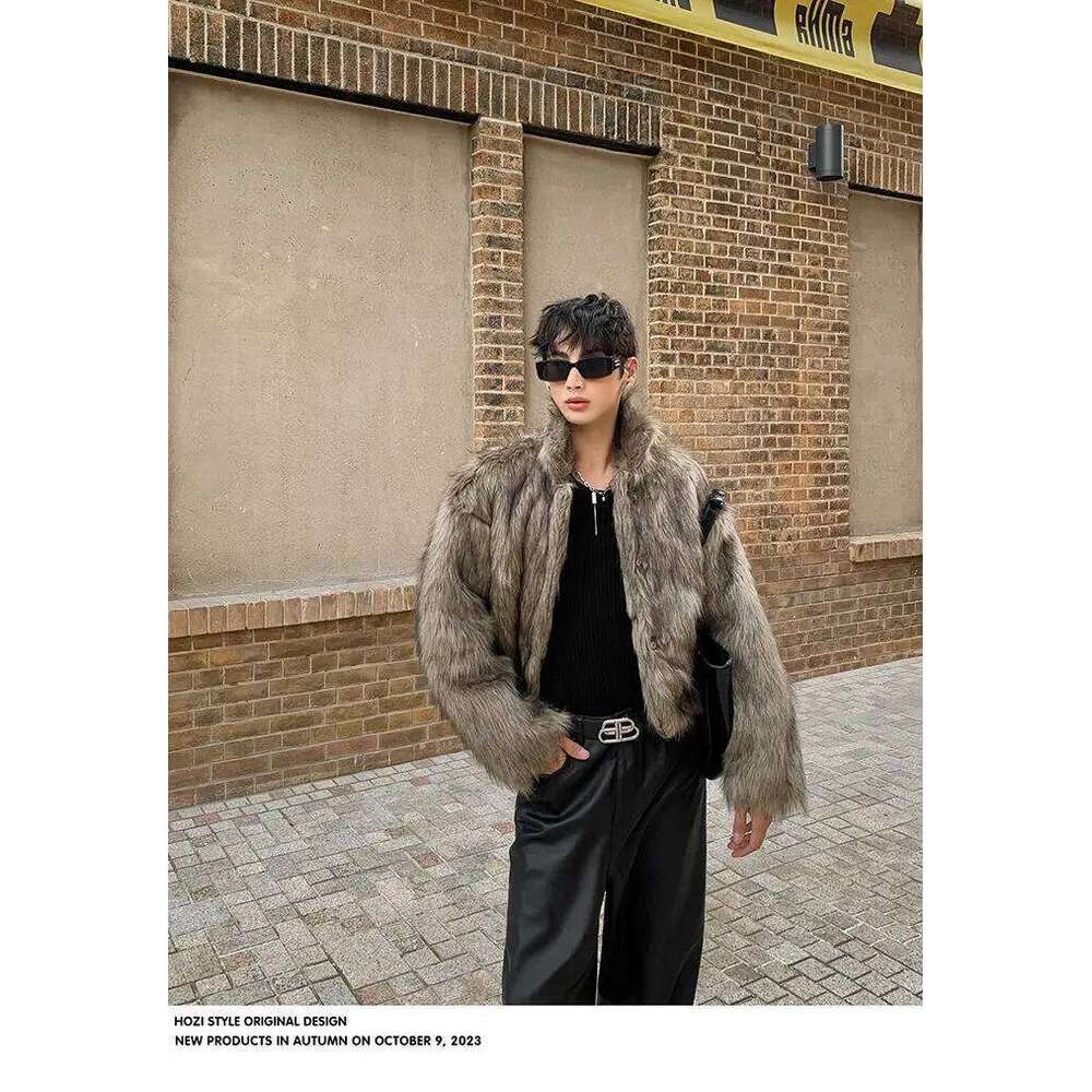 Winter New Fashion American Style Men's Casual Trendy Loose Stand Collar Long Sleeve Thicken Faux Fur Coats Male Clothes Tops Z260313