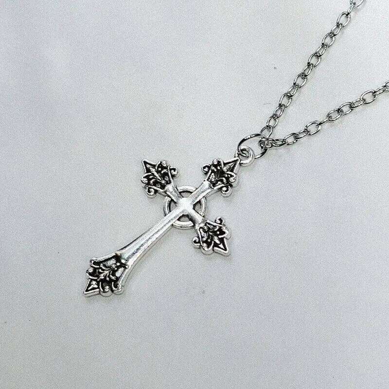 Black Rhinestone Cross Jesus Pendant Choker Necklace for Women Punk Vintage Double Layers Chain Boho Jewelry Fashion Party Gifts H260312