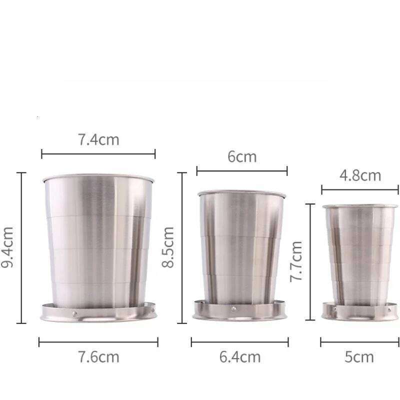 Stainless Steel Retractable Outdoor Travel Toiletry Portable Creative Compression Mini Handy Folding Cup Z260313