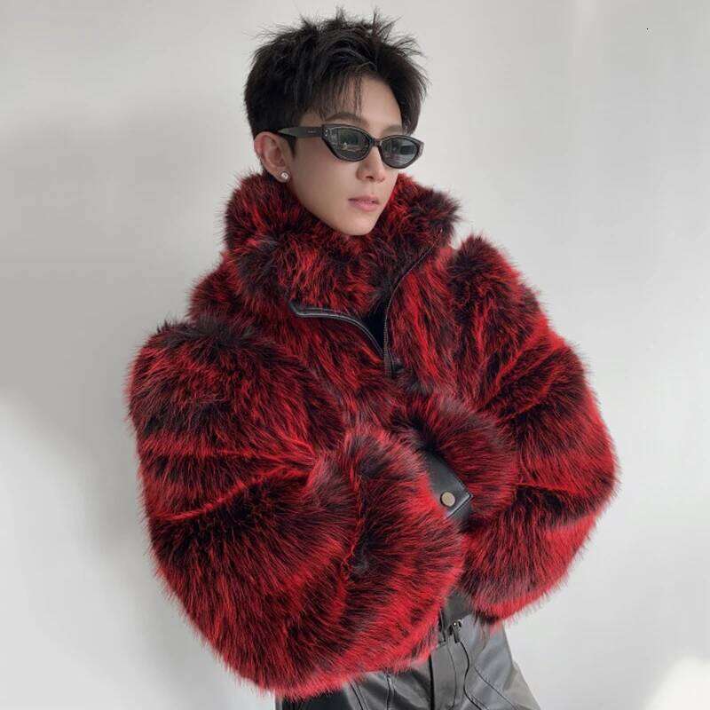 IEFB Autumn Winter Stage Style Patchwork Faux Fur Men's Jacket Thickened Stand Collar Jackets 2026 Male Clothing 9X1325 Z260313